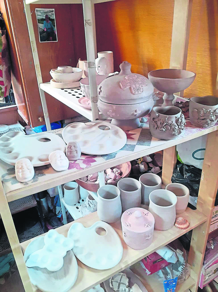 Pottery in production on board.