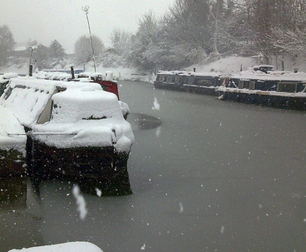 Narrowboat in snow. Photo NBTA