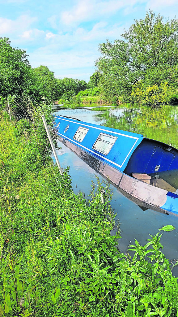 One of the other sunken narrowboats. PHOTOS: TIM WISEMAN