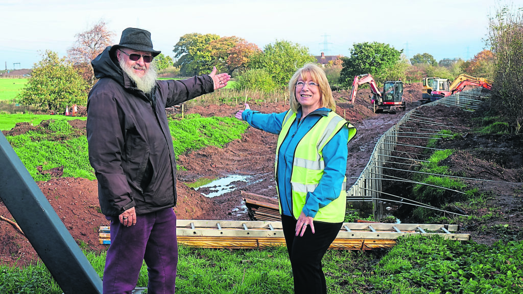 LHCRT trustees Peter Buck (engineering) and Carole Mills (chairman) at Darnford Moors. PHOTO: LHCRT