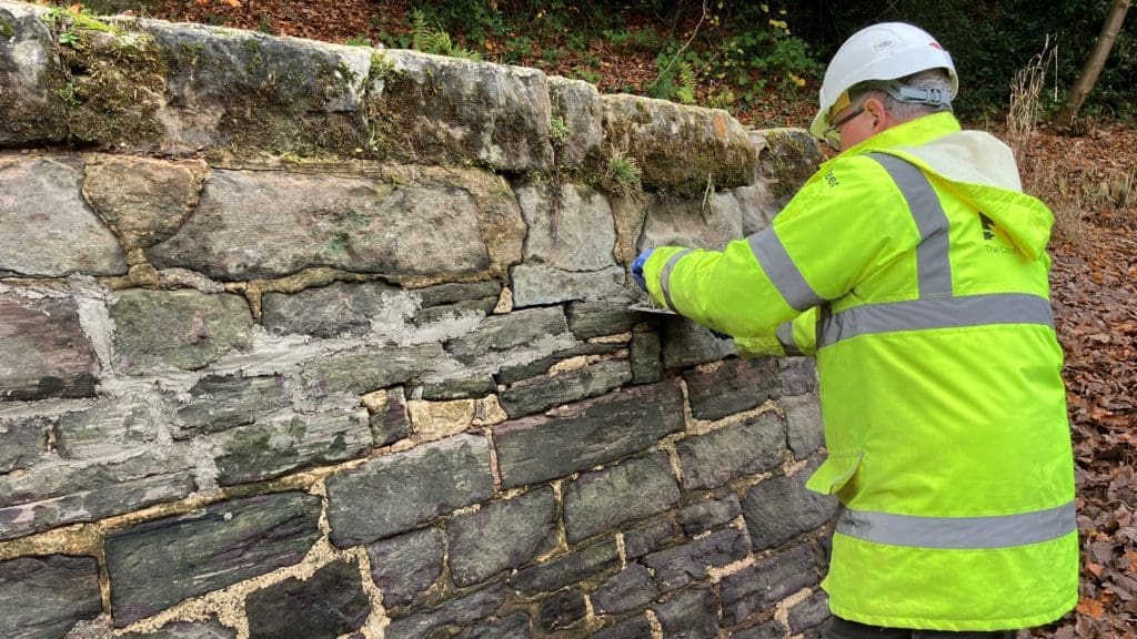 Llangynidr Lock Flight wall repairs