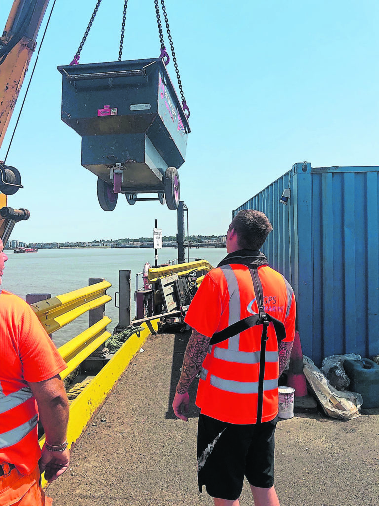 Unloading stationery on the Thames as part of the now completed River Freight Pilot Case Study.