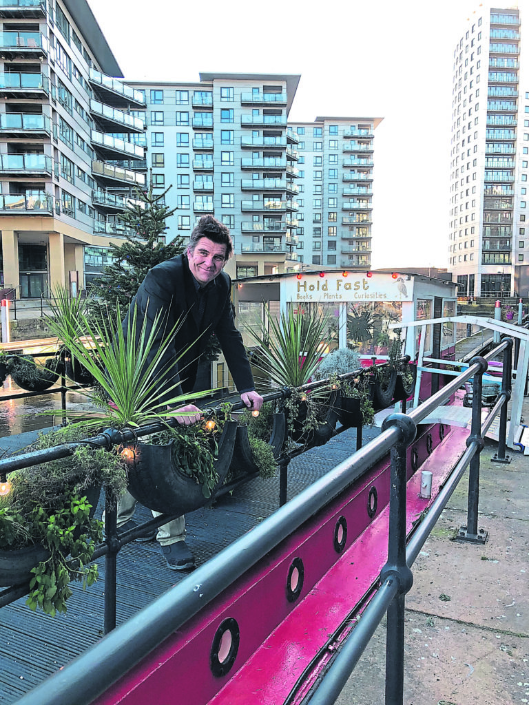 Gardener, Chris Bonner, injects greenery into the cityscape with his quirky tyre planters onboard Marjorie R.