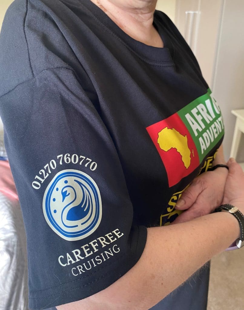 The Carefree Cruising logo printed on the volunteers’ t-shirts.