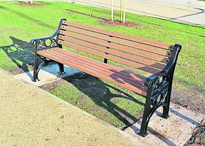 A Glasdon bench seat made from recycled materials.