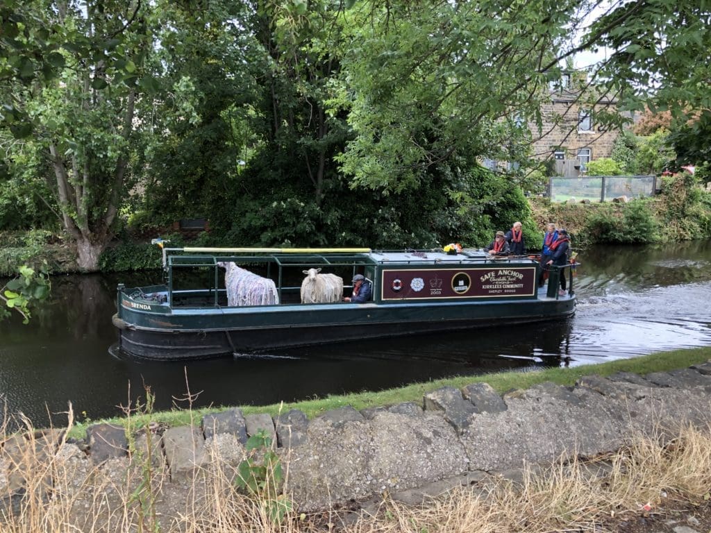 On their way:- The Safe Anchor Trust crew with their unusual cargo on the journey to Huddersfield for HERD the Kirklees Music event. Photo Sally Clifford.