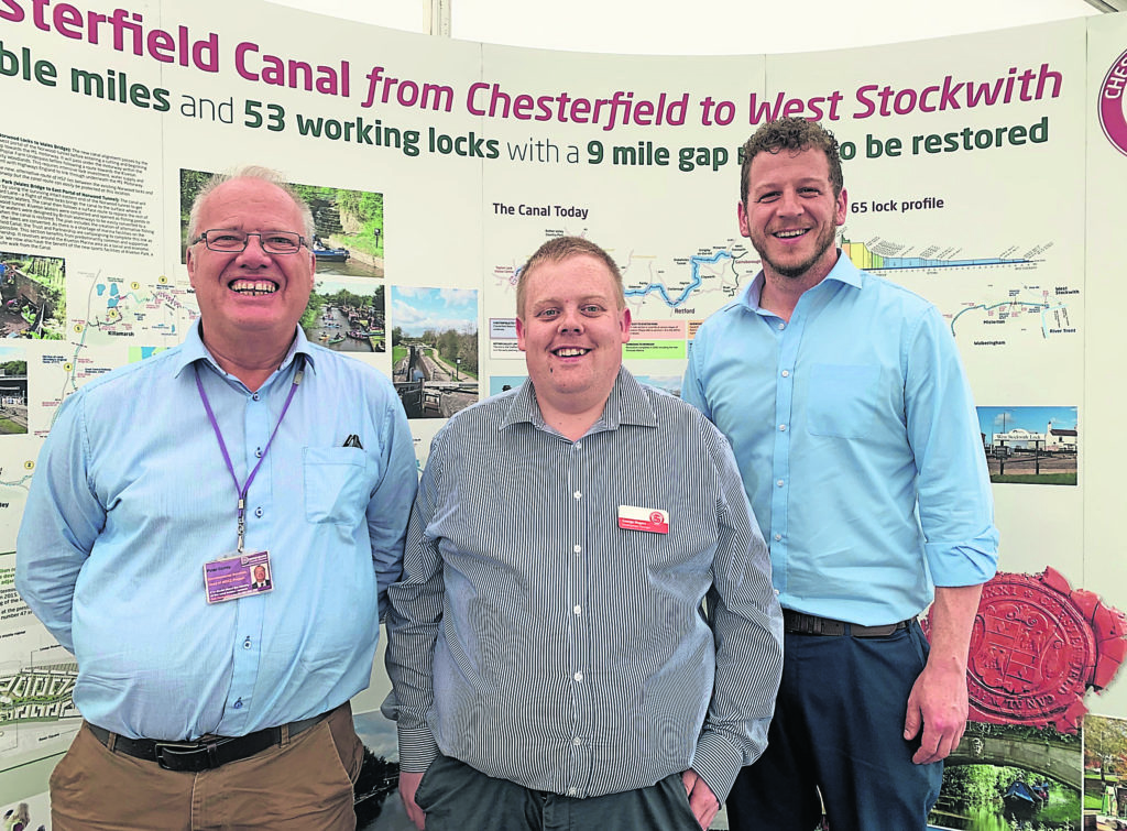 The speakers at the Chesterfield Canal business event, from left: Peter Storey, George Rogers and Coun Alex Dale.