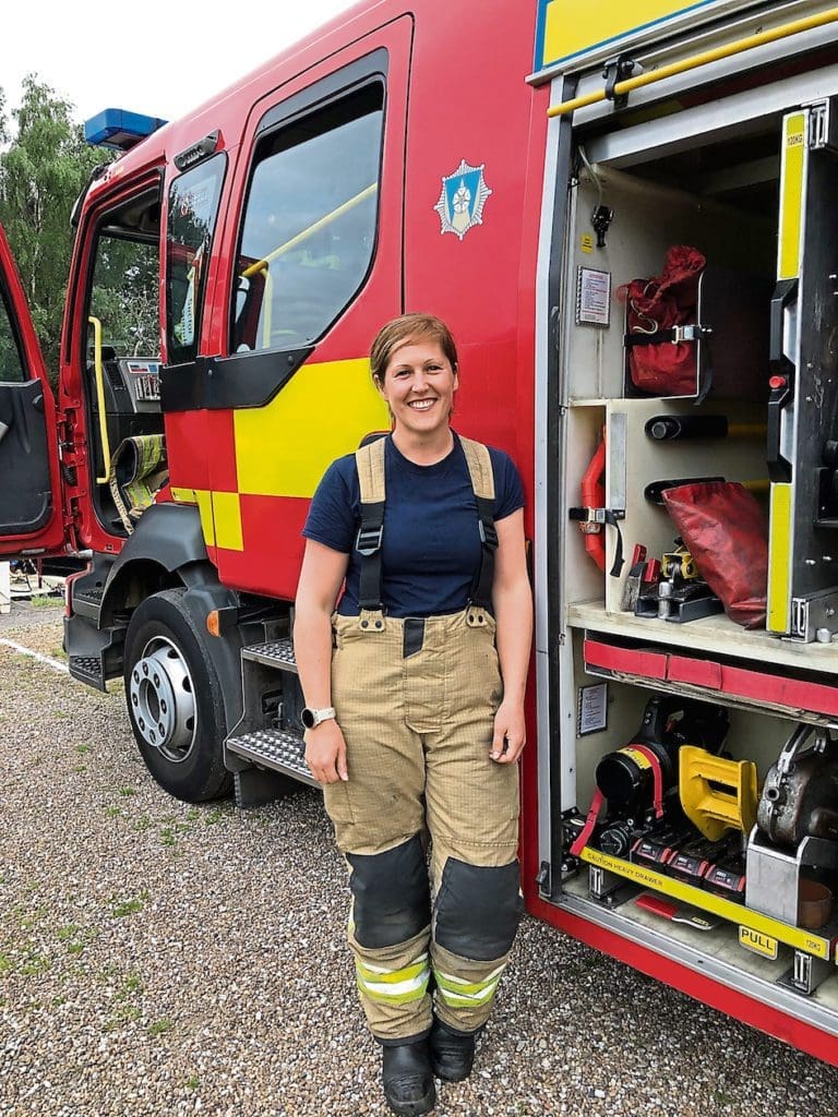 Firefighter Michelle Armitage from Dewsbury’s Green Watch was one of the first onboard during the training exercise. PHOTOS: SALLY CLIFFORD