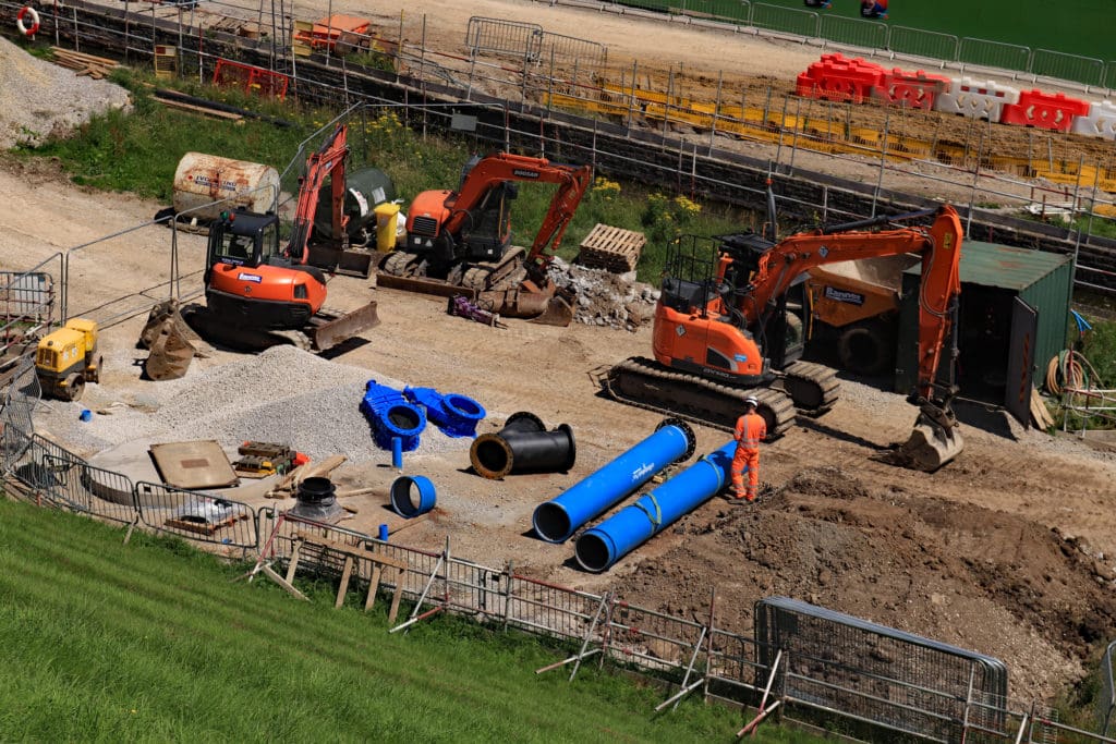 New valves and pipework will eventually control the flow of water from the refilled reservoir to the Peak Forest and Macclesfield canals. PHOTO: Colin Wareing