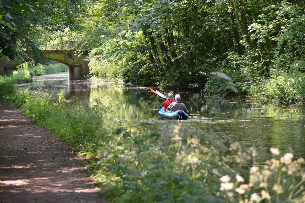 Paddling on the canal at Foxton Locks
