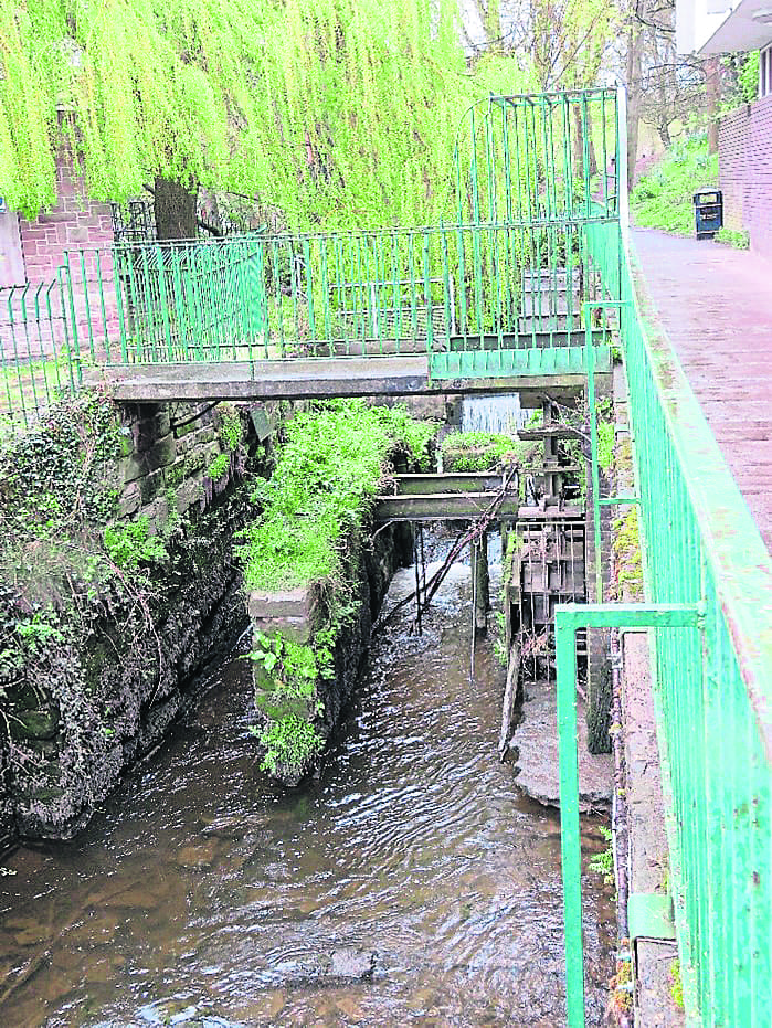 The proposed site of the ‘lock in the weir’ where the mill race used to be.