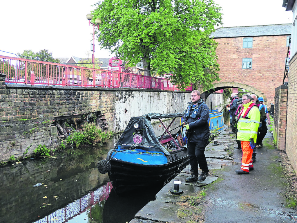 Python had to be bow hauled past a section of wall that had collapsed in Worksop town centre.
