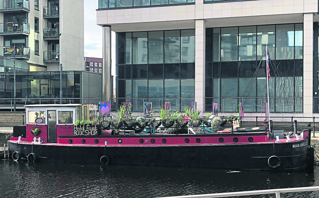 Hold Fast Bookshop, moored in Leeds Dock, is attracting global attention after receiving its National Historic Ships (NHS-UK) award. PHOTOS: SALLY CLIFFORD