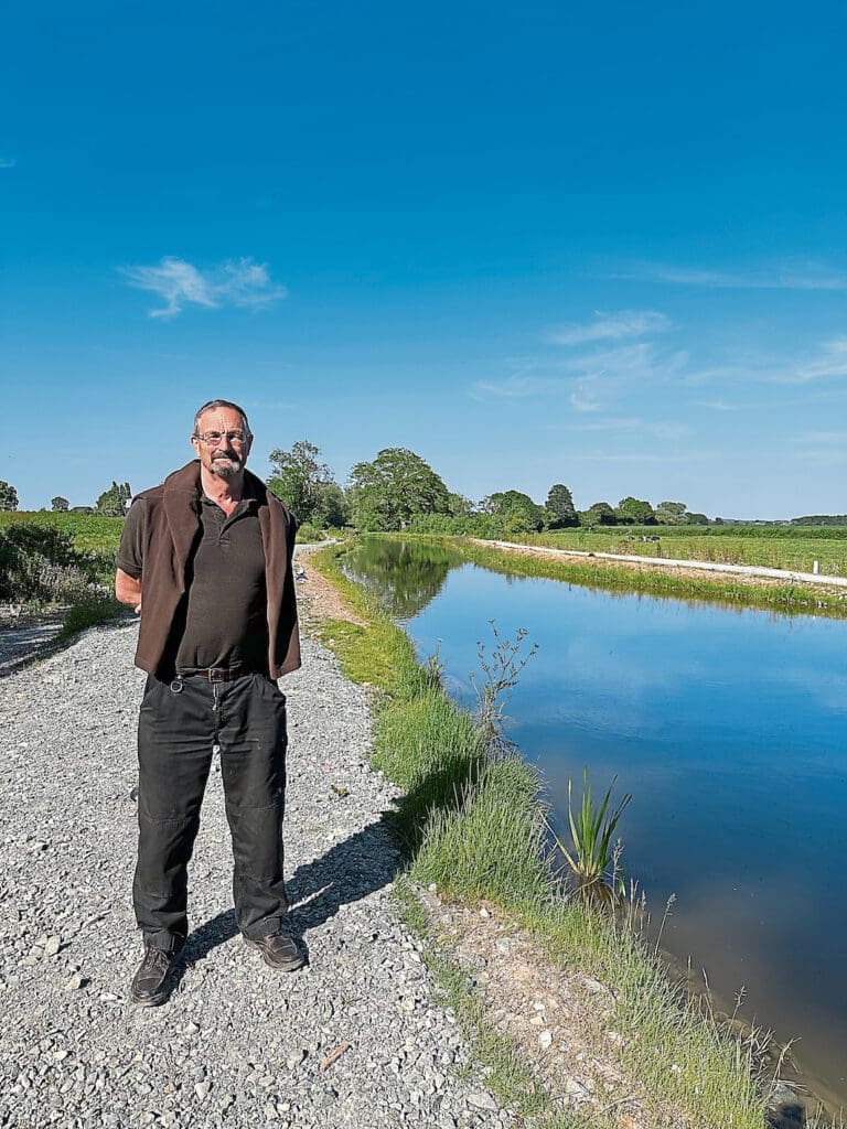 David Carter, chairman of Shropshire Union Canal Society, on the restored Monty. The Grand Contour Canal would have been around five times as wide. PHOTO: SUCS