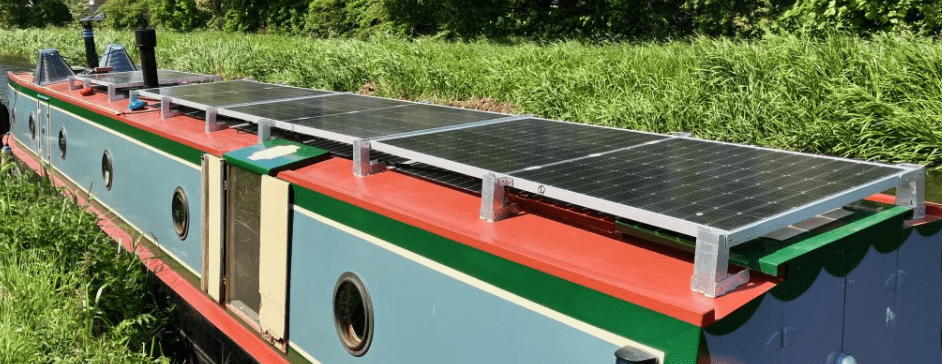 Narrowboat with solar panels