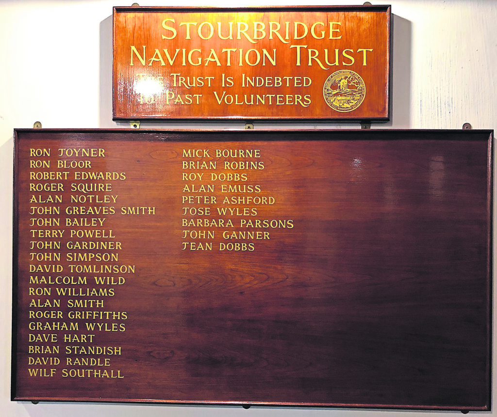 The Stourbridge Navigation Trust honours board.