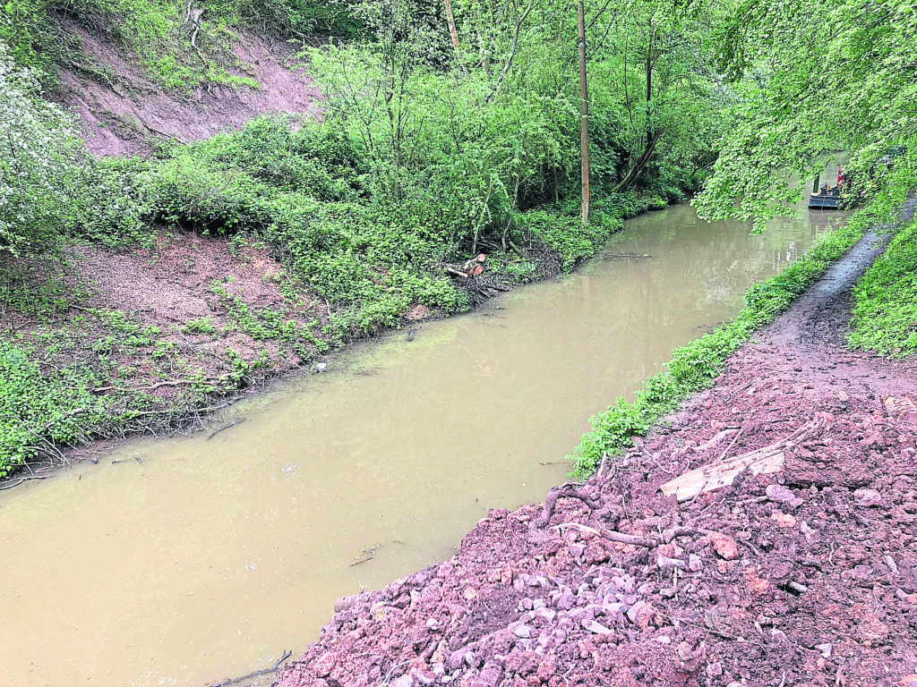 The site of the landslip at Easenhall Cutting.