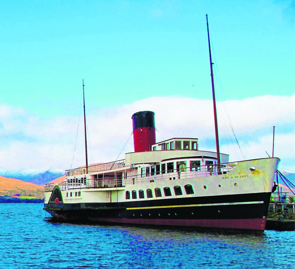 The Maid at Balloch Pier. Thanks to John’s pioneering work, she is destined to sail between the Bonnie Banks again.