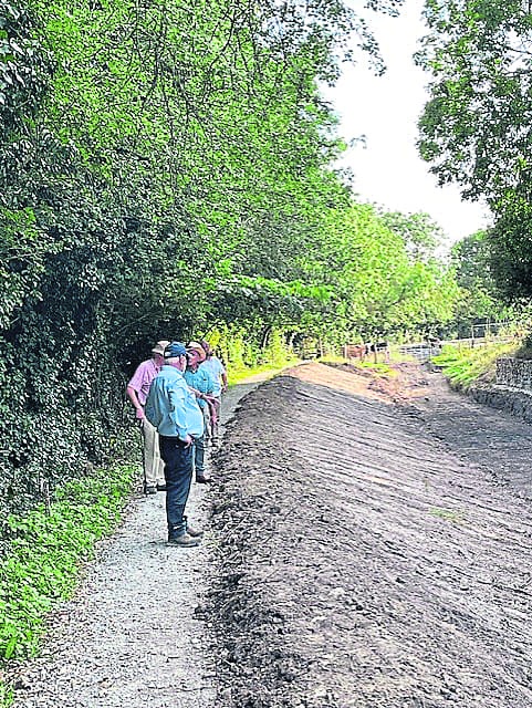 Borderland Rotarians see the work done at Crickheath Wharf as part of the Montgomery Canal restoration. PHOTO: SUPPLIED