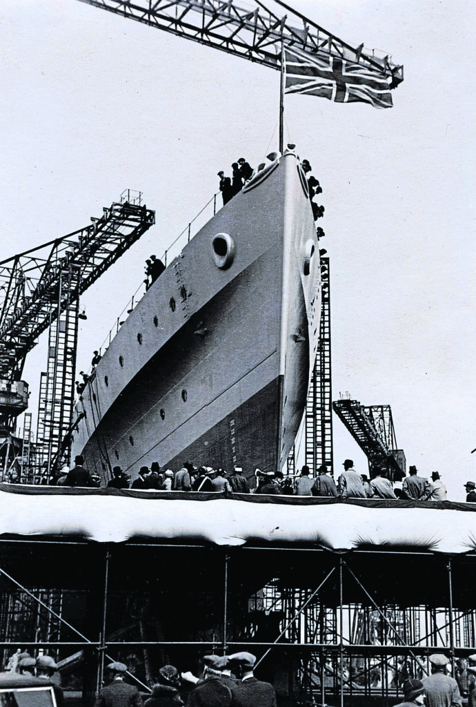 HMS Glasgow is launched at Scott’s of Greenock on June 20, 1936. Launch days were real celebrations for the workers and their families. PHOTO: SCOTTISH MARITIME MUSEUM