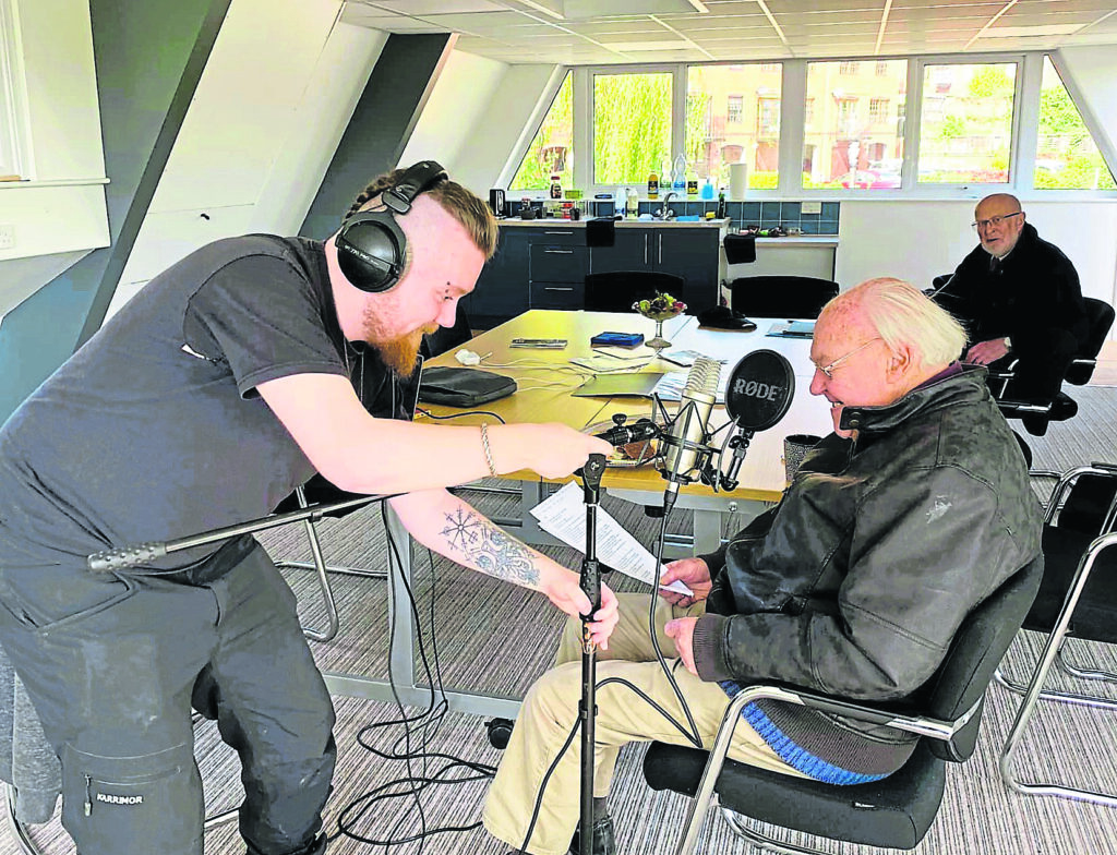 And we’re off! ANT Squad member Zak Mellor records actor Timothy West’s latest hit for the trust, eagerly watched by ANT director and script editor Roger Clay. PHOTO: SUPPLIED