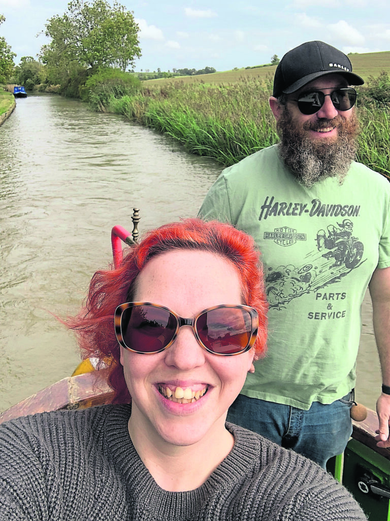 Dawn Rooney and Ben Pearson aboard their narrowboat, Torridon.