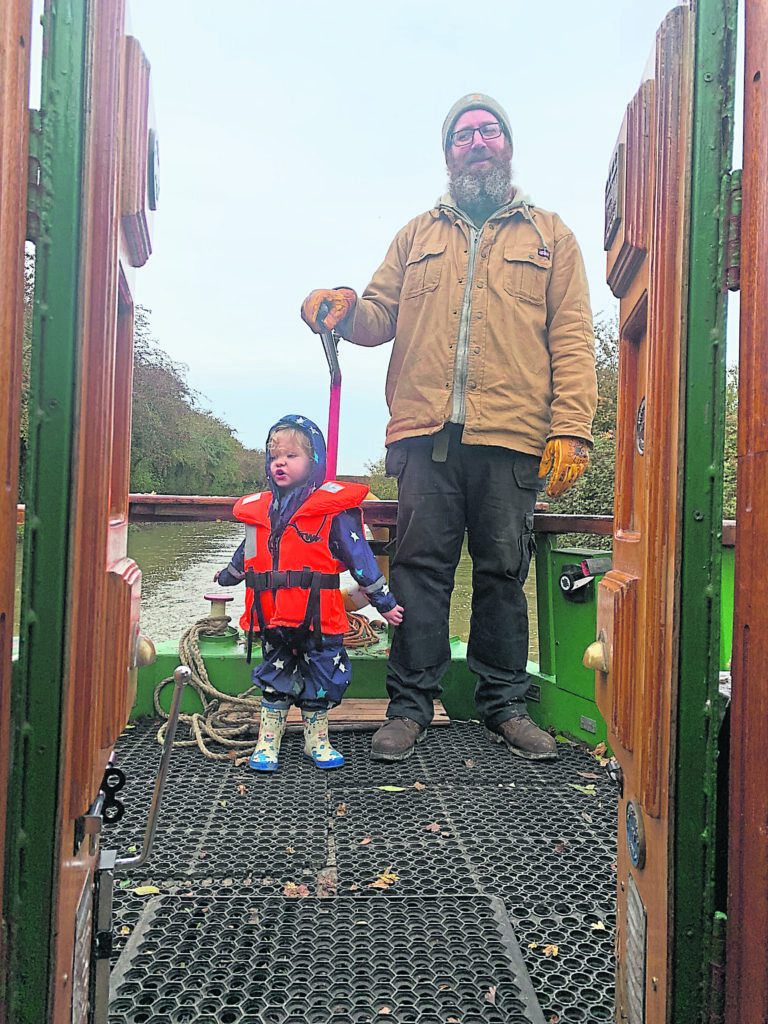 Dad, Ben, in charge, along with first mate, Willow, providing support.