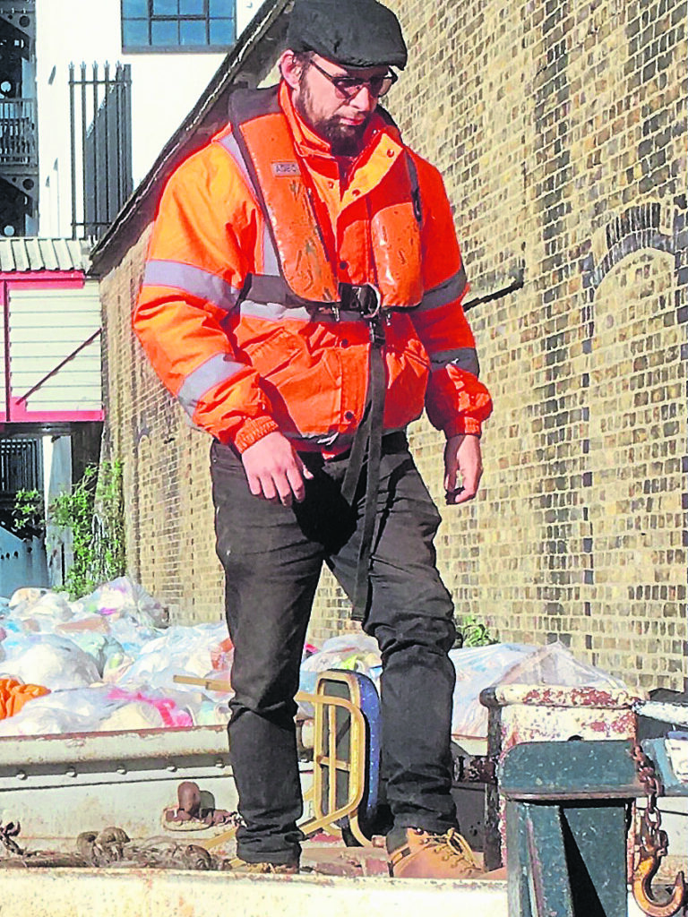 Not always in charge of glamorous cargoes, current CBOA chair Lee Wilshire with the Camden rubbish run!  PHOTO: JONATHAN MOSSE