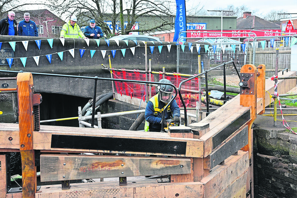 A lock gate being installed by the Canal & River Trust. The charity is planning a massive programme of renovation and repair works from November to March. PHOTO SUPPLIED