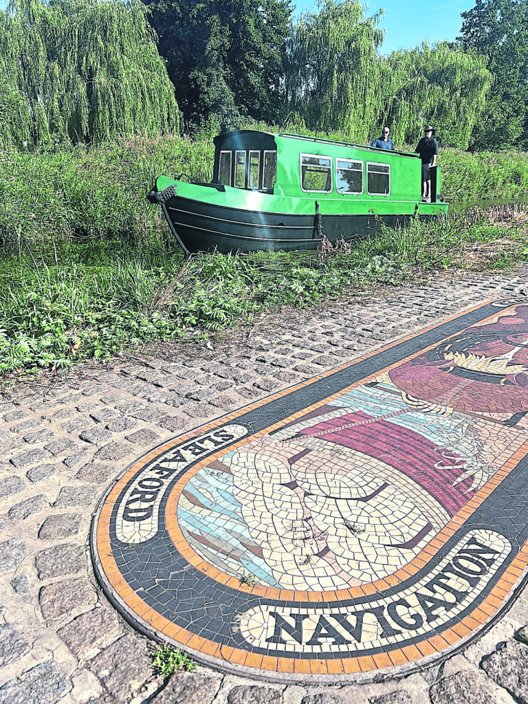 The Benjamin Handley sits on the River Slea in advance of its internal fit-out. The boat will take visitors on the river from next spring.