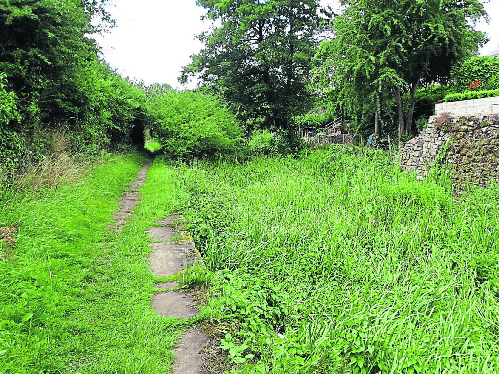 The Crickheath Wharf area before volunteers tackled it. The latest phase in the Montgomery Canal restoration project has been completed with the new wall, towpath and clearance work.