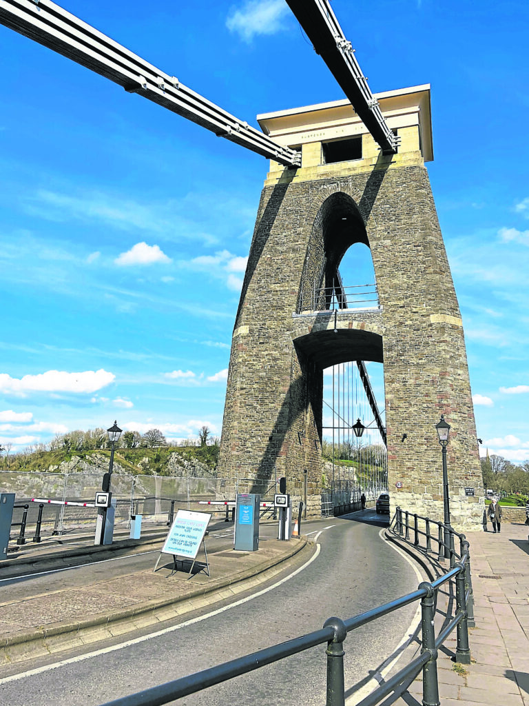 One of the bridge towers.