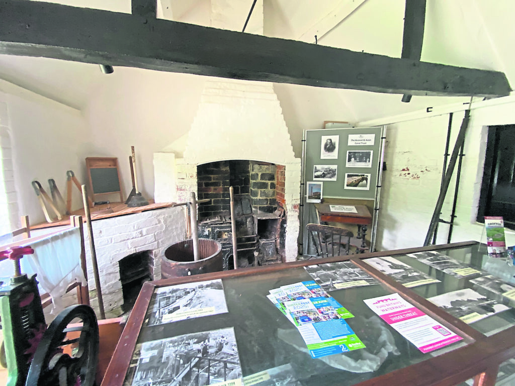 A general view of photos and other items on display in the visitor centre.