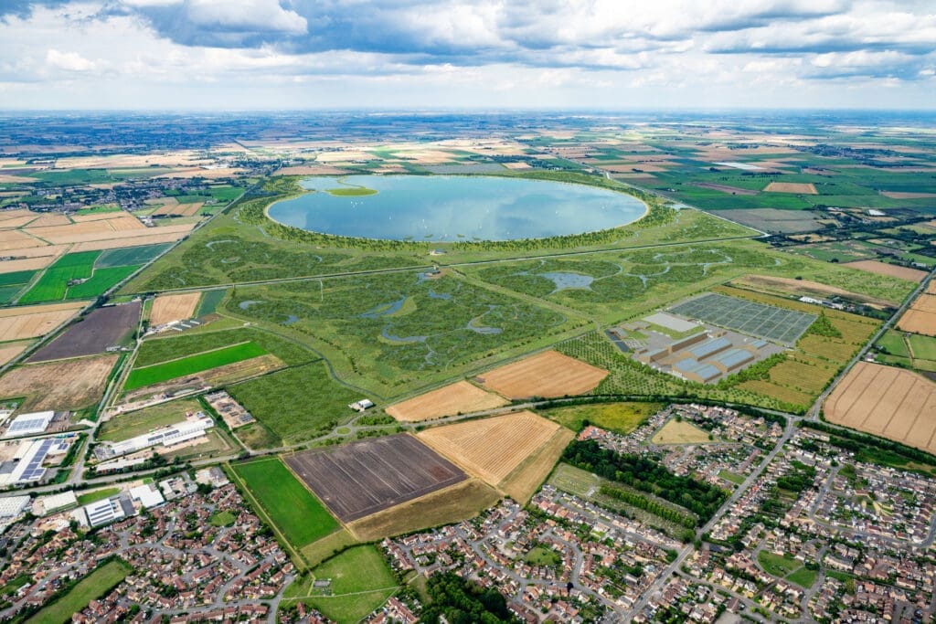 This aerial photo collection captures key locations across the proposed Fens Reservoir development area in Cambridgeshire. The images provide a clear visual overview of the landscape context around the Forty Foot Drain, Doddington, and Chatteris. Taken with high-resolution detail, these photos serve as vital documentation for environmental assessments, planning processes, and stakeholder presentations, offering a comprehensive view of the region’s topography, land use, and infrastructure layout.