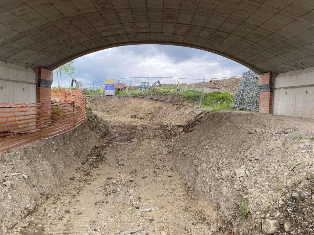 Digging the channel under Schoolhouse  Bridge