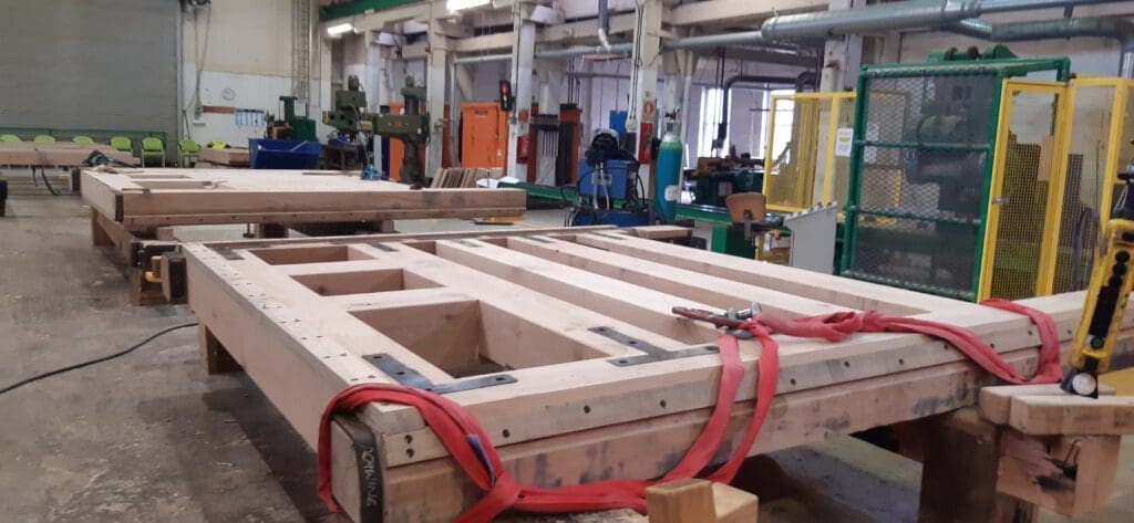 Lock gates in progress at Stanley Ferry.