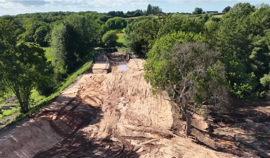 Whitchurch breach towards Grindley Brook. Picture by Court Above The Cut