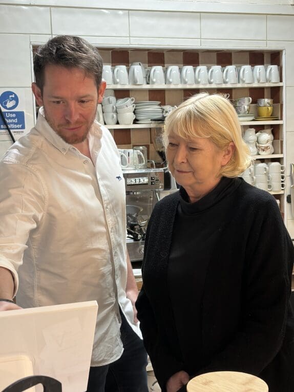 Jane Beaumont with son Chris at the cafe